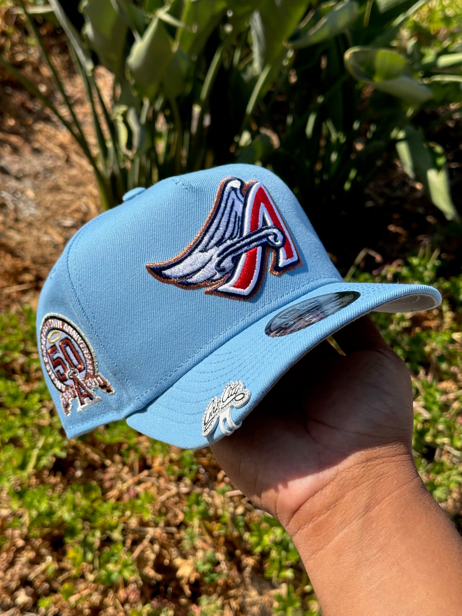 NEW ERA 9FIFTY A-FRAME ICY ANAHEIM ANGELS SNAPBACK W/ 50TH ANNIVERSARY SIDE PATCH