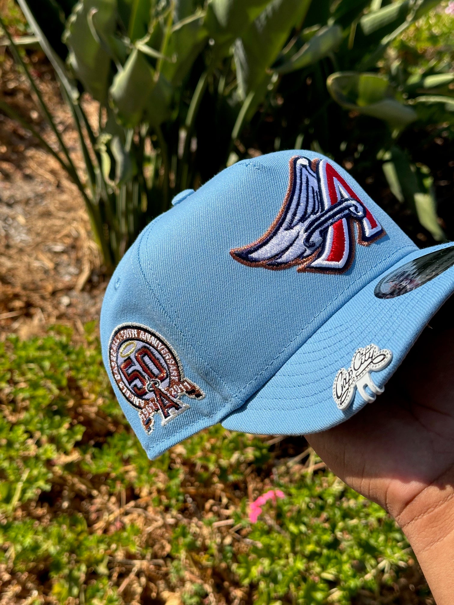 NEW ERA 9FIFTY A-FRAME ICY ANAHEIM ANGELS SNAPBACK W/ 50TH ANNIVERSARY SIDE PATCH