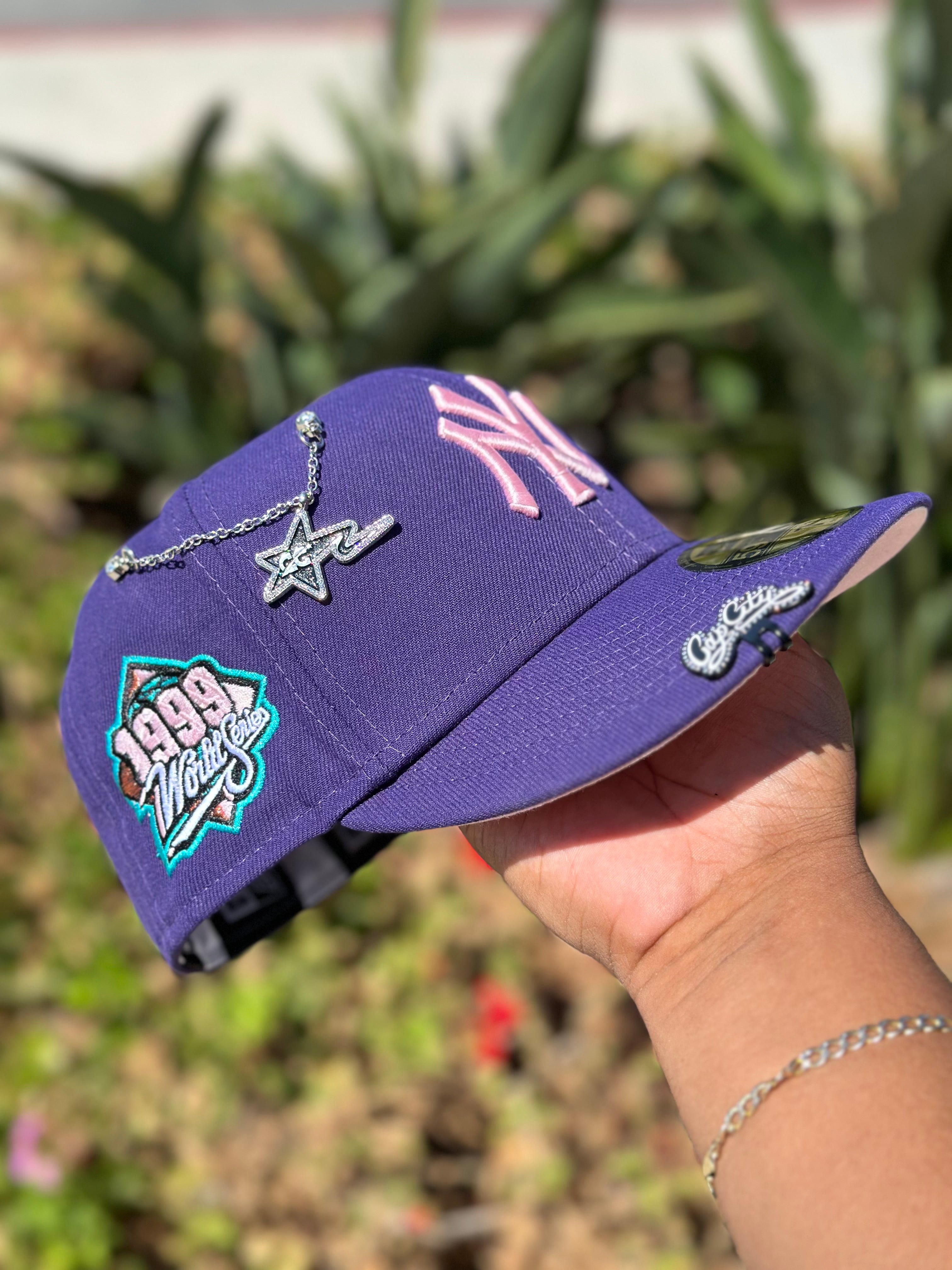 NEW ERA EXCLUSIVE 59FIFTY PURPLE NEW YORK YANKEES W/ 1999 WORLD SERIES SIDE PATCH