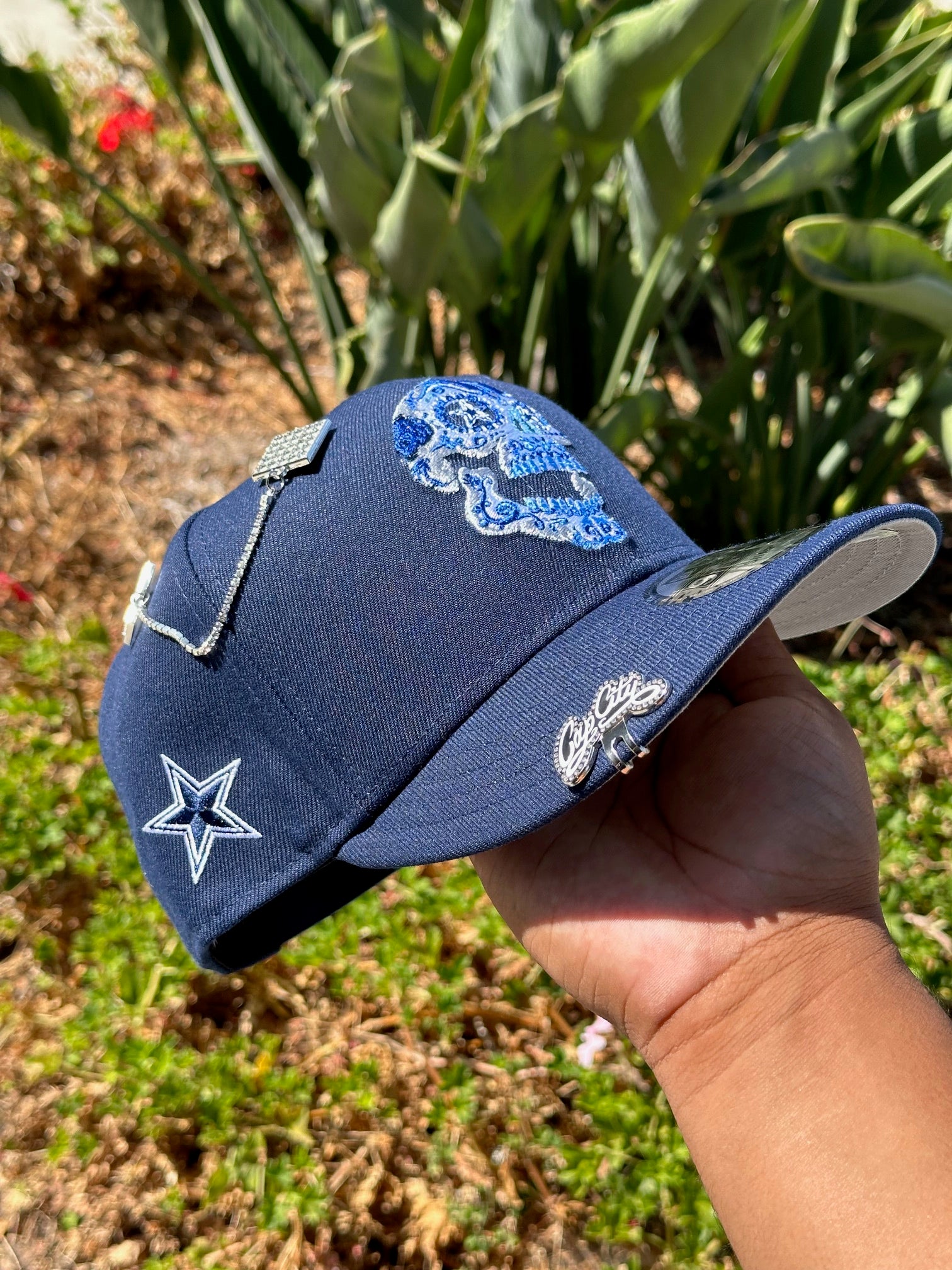 NEW ERA EXCLUSIVE 9FIFTY NAVY DALLAS COWBOYS "CALAVERA" SNAPBACK W/ TEAM LOGO SIDE PATCH