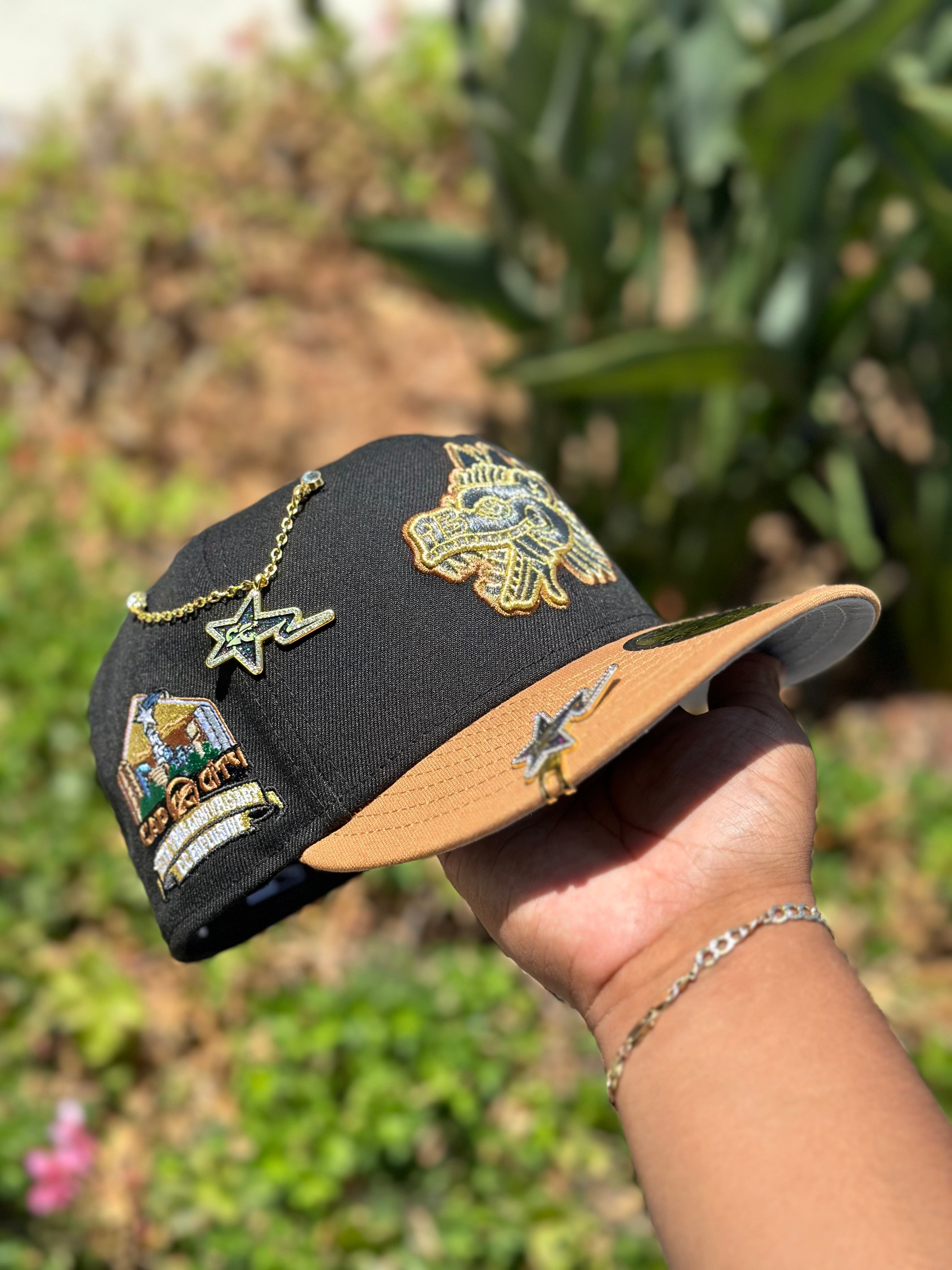 NEW ERA EXCLUSIVE 59FIFTY BLACK/KHAKI MEXICO "QUETZALCOATL" W/ CAP CITY'S 15TH ANNIVRSARY SIDE PATCH