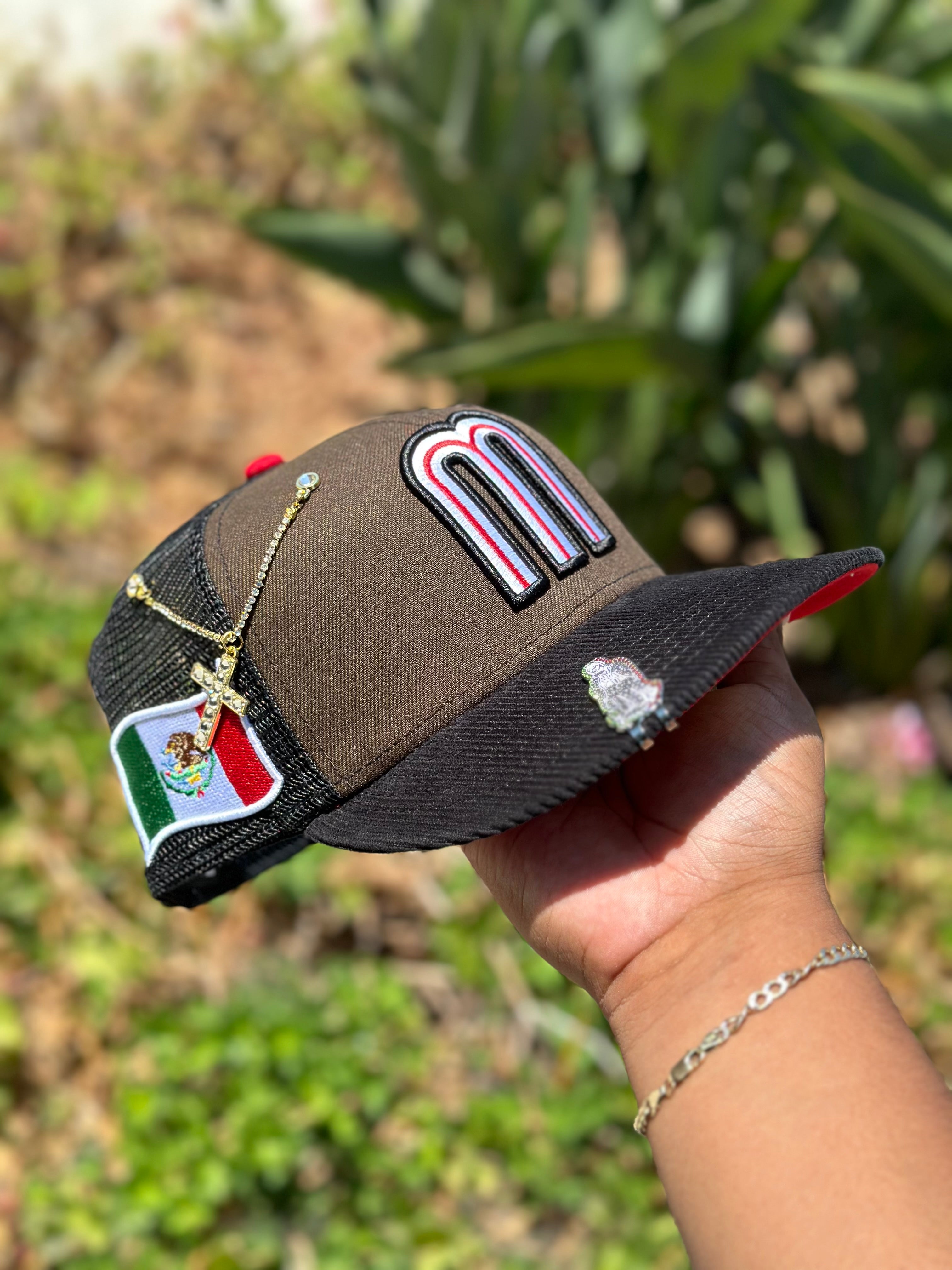 NEW ERA EXCLUSIVE 59FIFTY BROWN/CORDUROY MEXICO MESH BACK W/ MEXICO FLAG SIDE PATCH