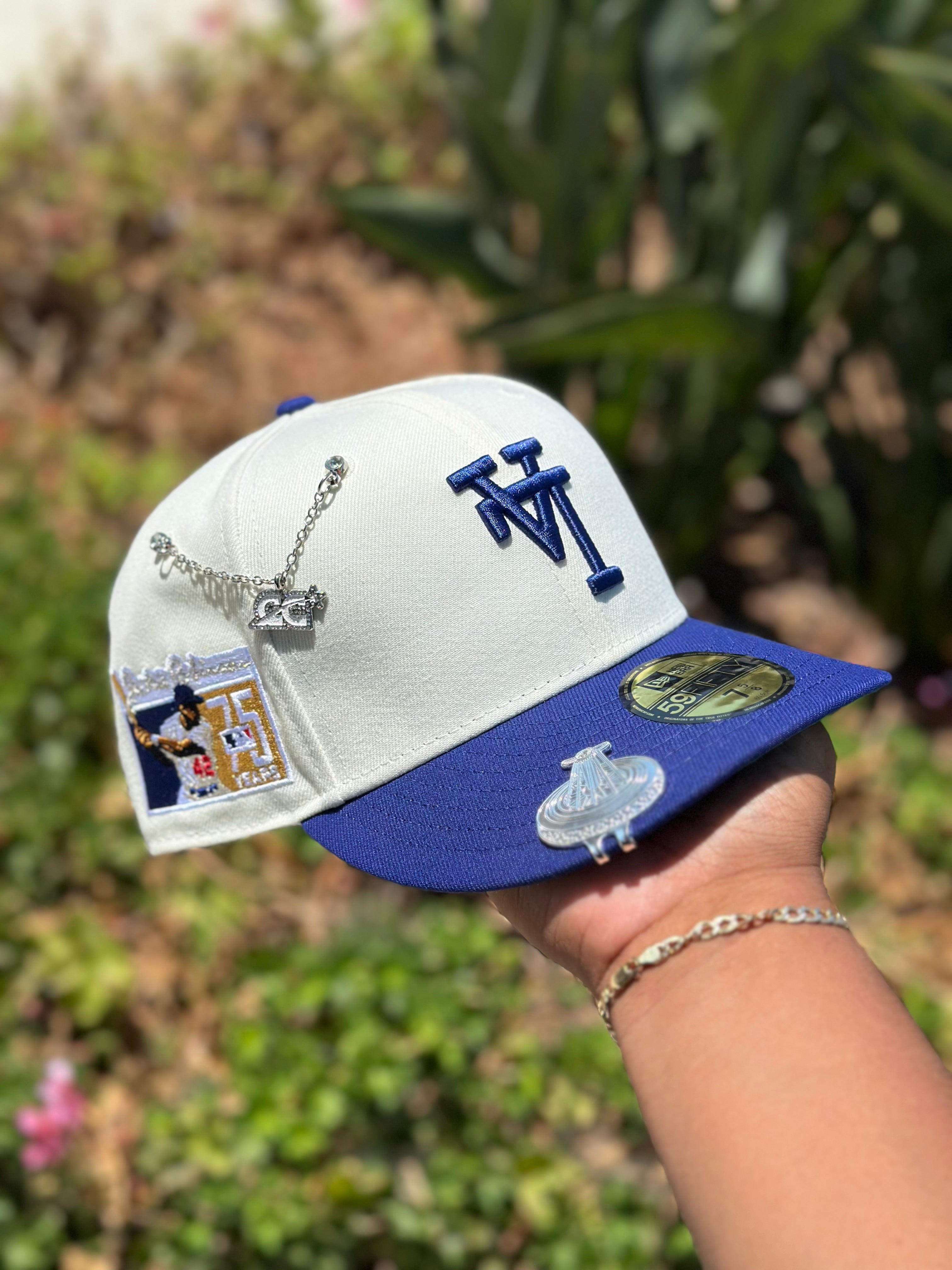 EXCLUSIVO DE NEW ERA 59FIFTY CROMADO BLANCO/OLIVA AL REVÉS LOS DODGERS DE LOS ÁNGELES CON PARCHE LATERAL "JACKIE ROBINSON" 