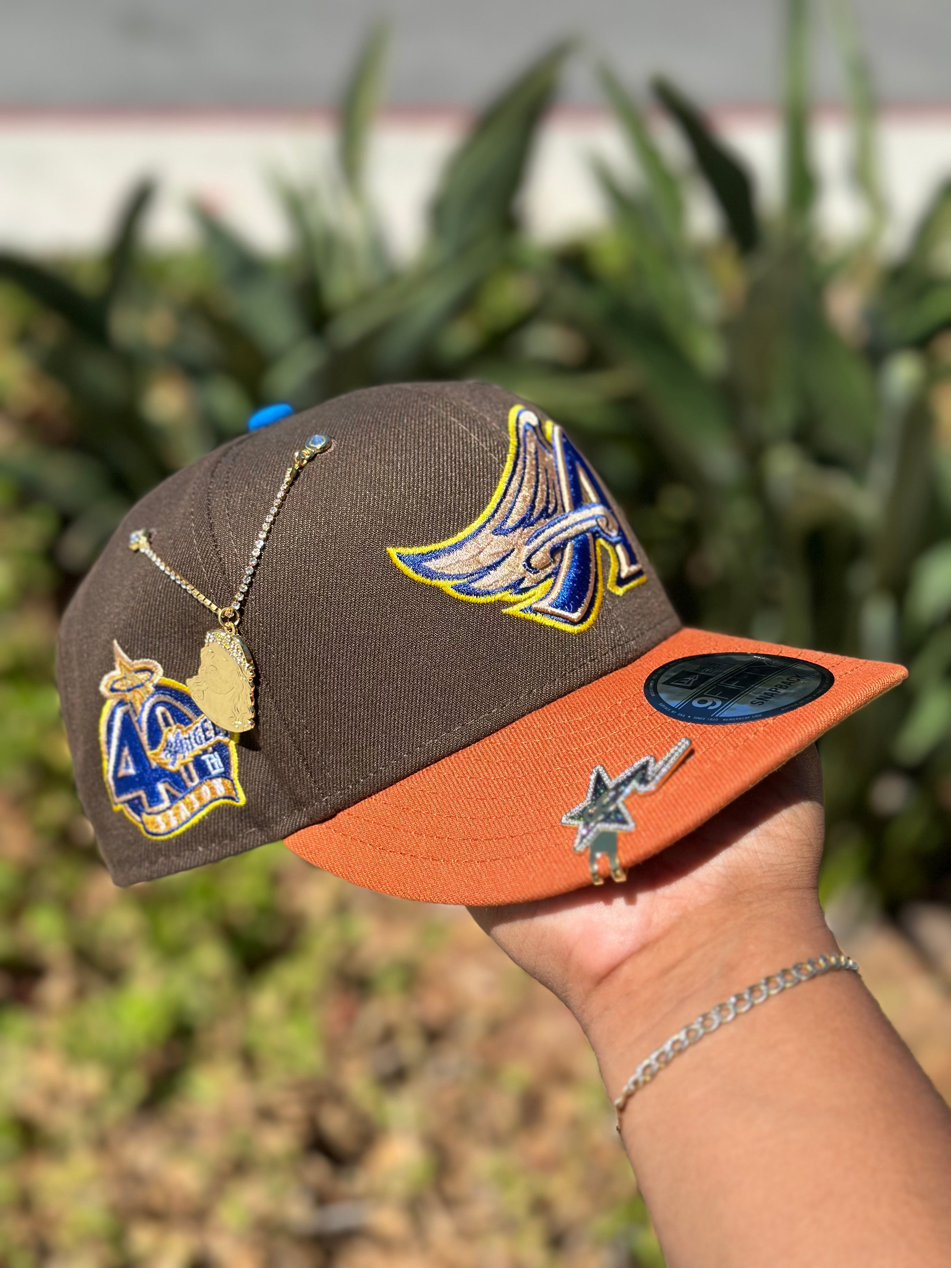 NEW ERA 9FIFTY MOCHA/RUST ORANGE ANAHEIM ANGELS SNAPBACK W/ 40TH ANNIVERSARY SIDE PATCH