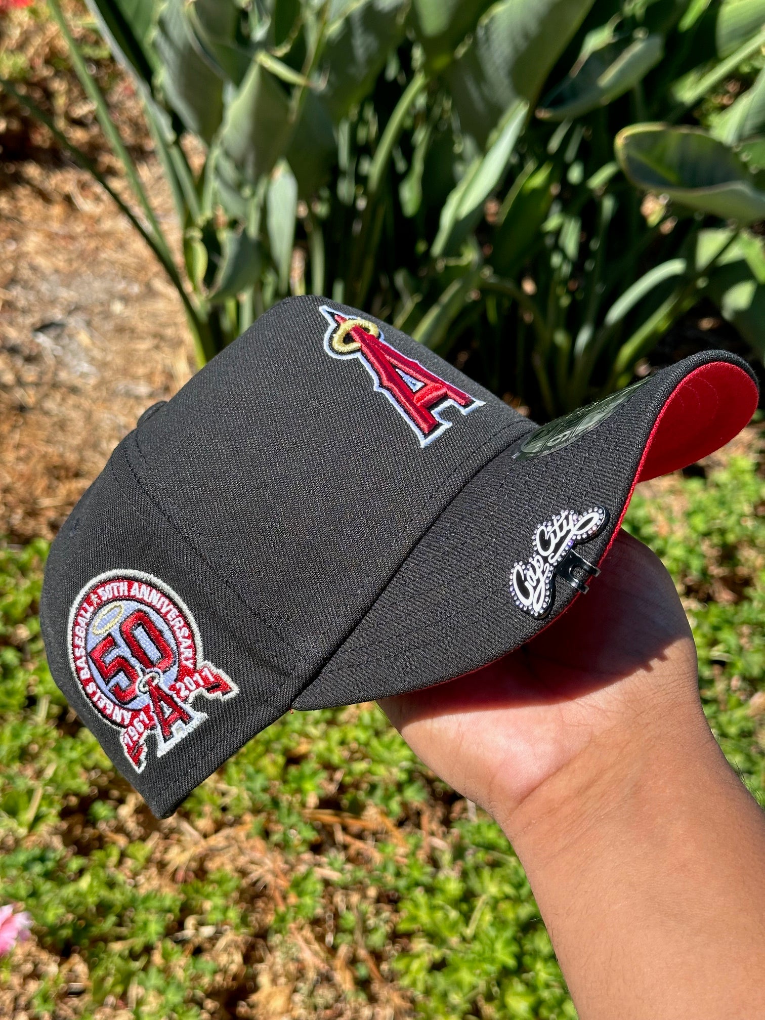 NEW ERA EXCLUSIVE 9FORTY A-FRAME BLACK ANAHEIM ANGELS W/ 50TH ANNIVERSARY SIDE PATCH