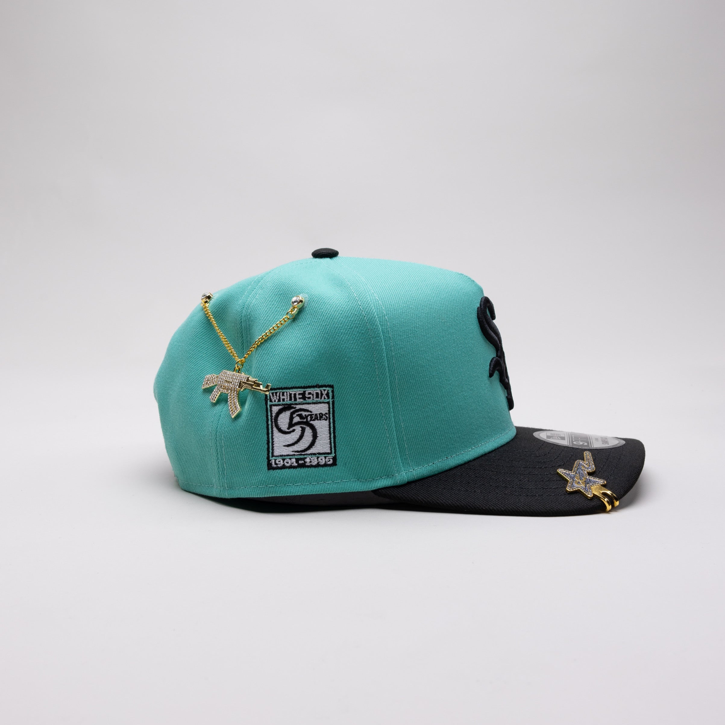 NEW ERA EXCLUSIVE 9FIFTY A-FRAME TURQUOISE/ BLACK CHICAGO WHITE SOX W/ 95TH ANNIVERSARY SIDE PATCH