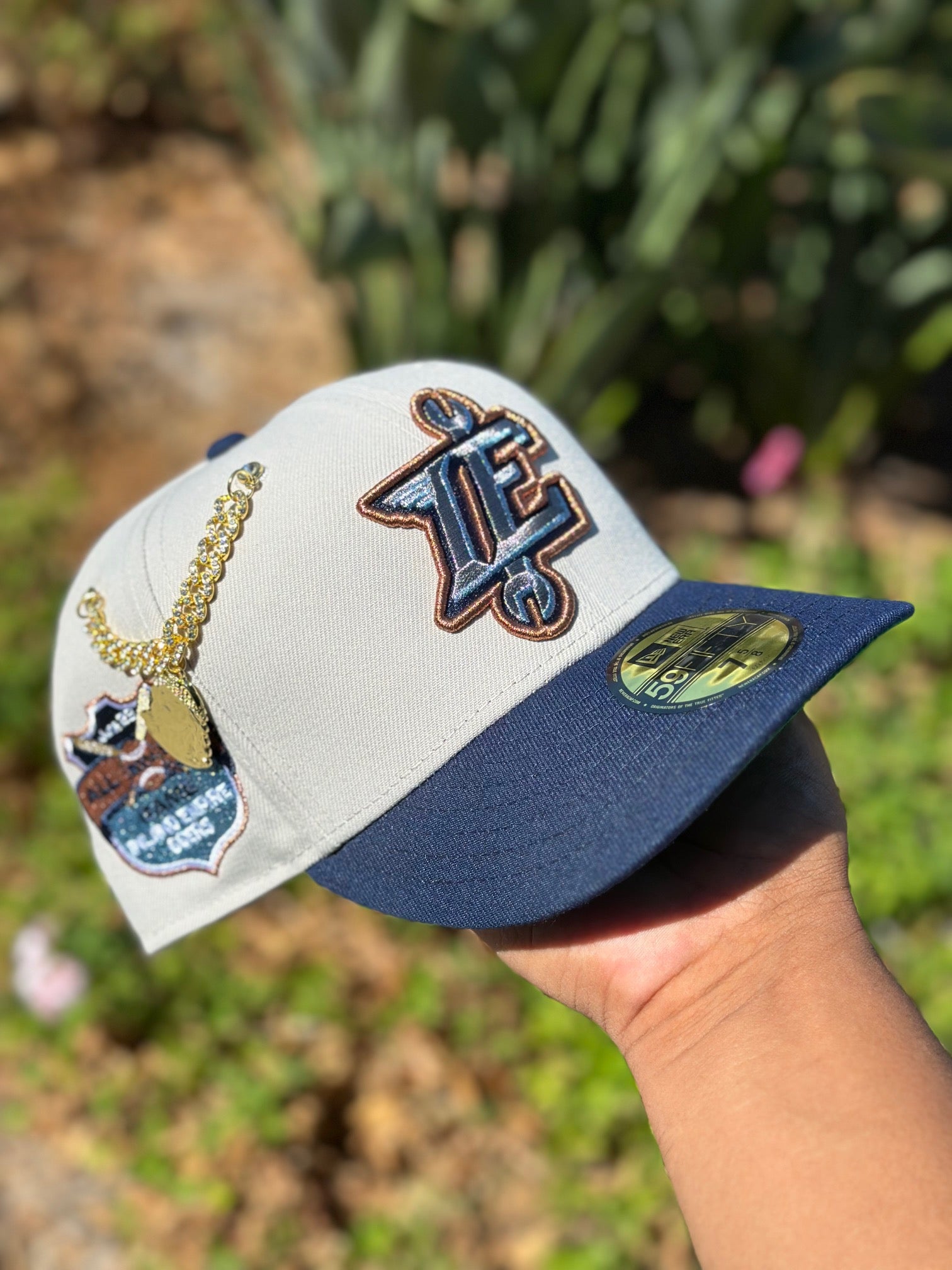 NEW ERA EXCLUSIVE 59FIFTY STONE GREY/NAVY INLAND EMPIRE 66ERS W/ 2004 ALL STAR GAME SIDE PATCH