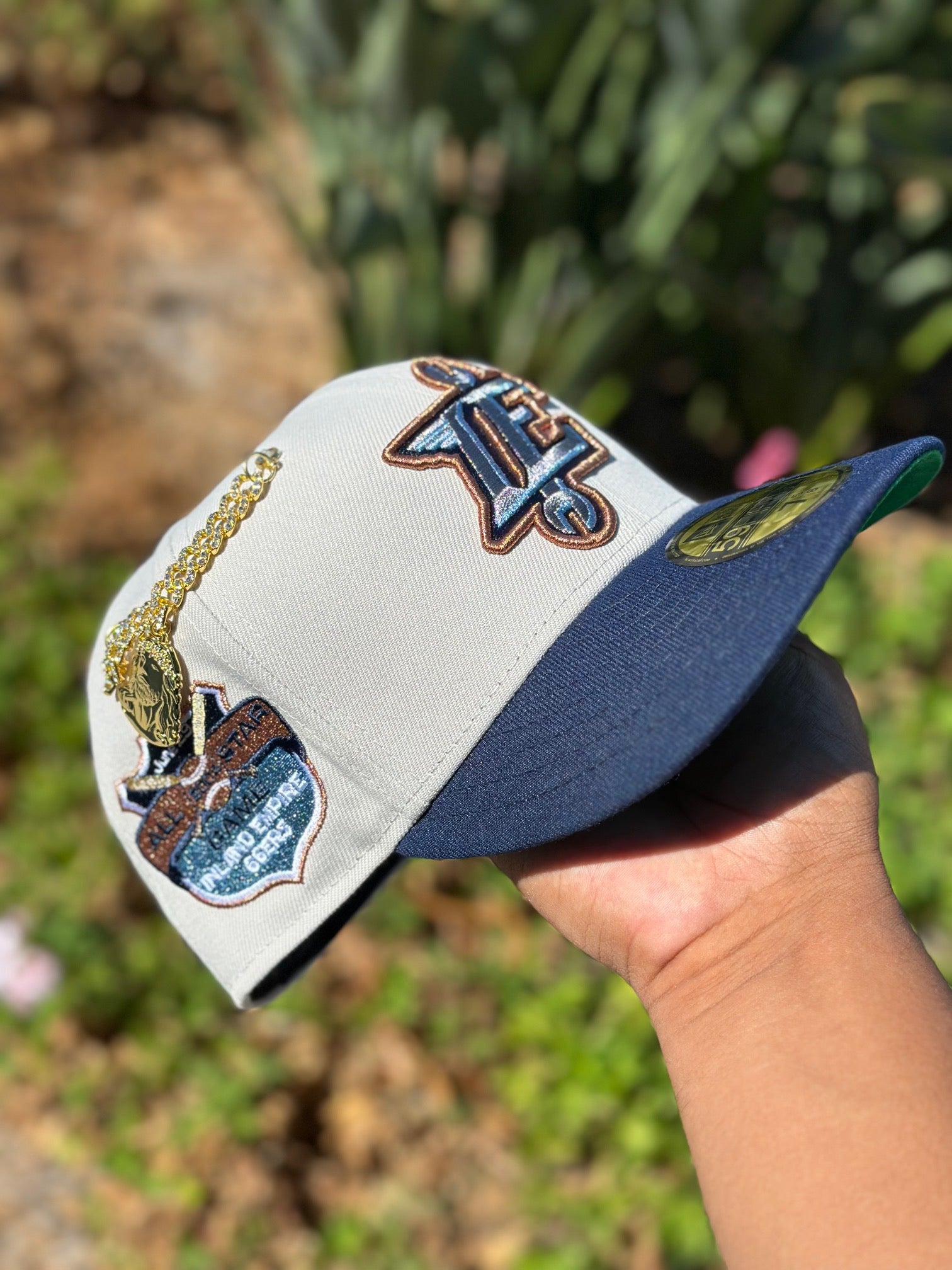 NEW ERA EXCLUSIVE 59FIFTY STONE GREY/NAVY INLAND EMPIRE 66ERS W/ 2004 ALL STAR GAME SIDE PATCH