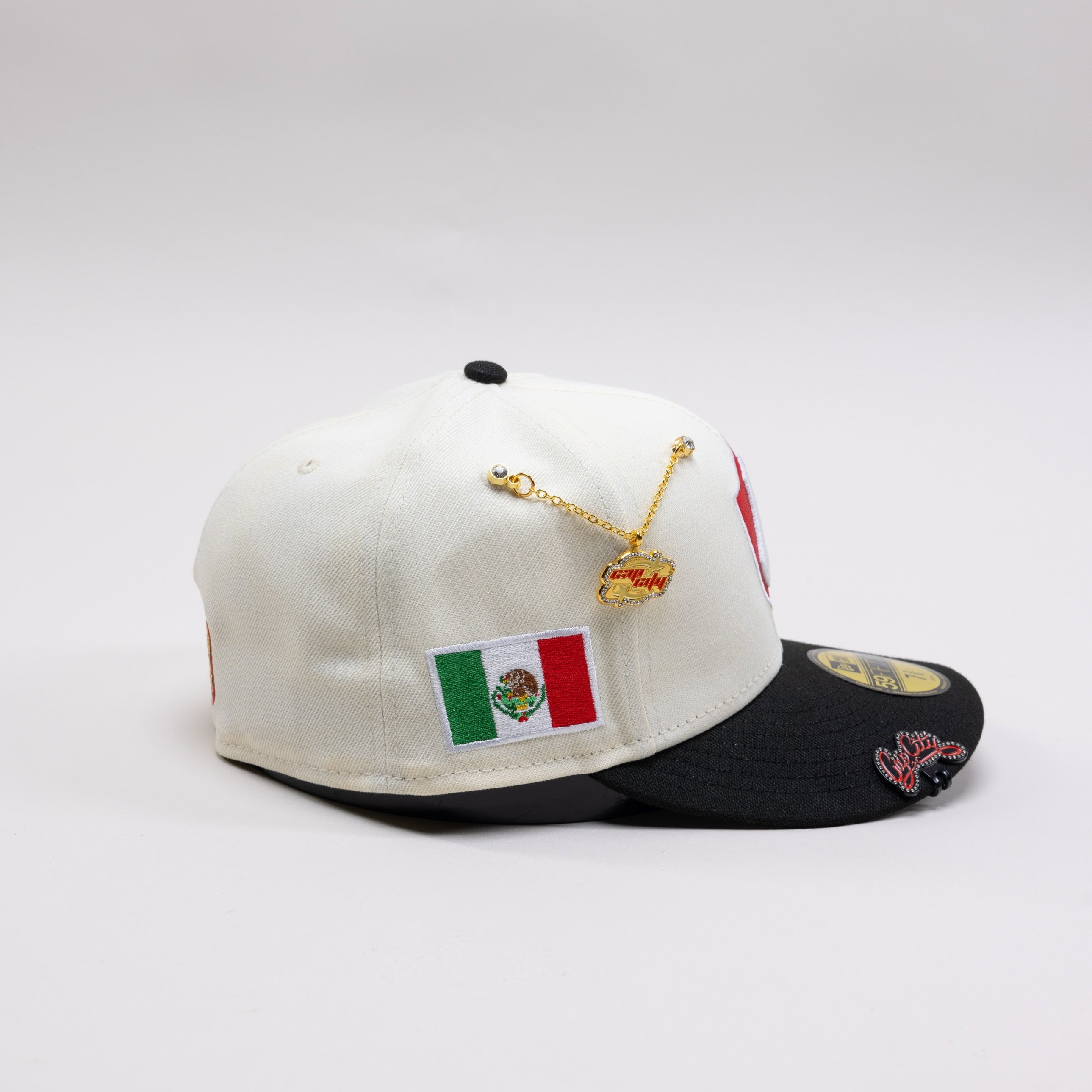 NEW ERA EXCLUSIVE 59FIFTY CHROME/ BLACK "ATLAS DE GUADALAJARA" W/ MEXICO FLAG SIDE PATCH