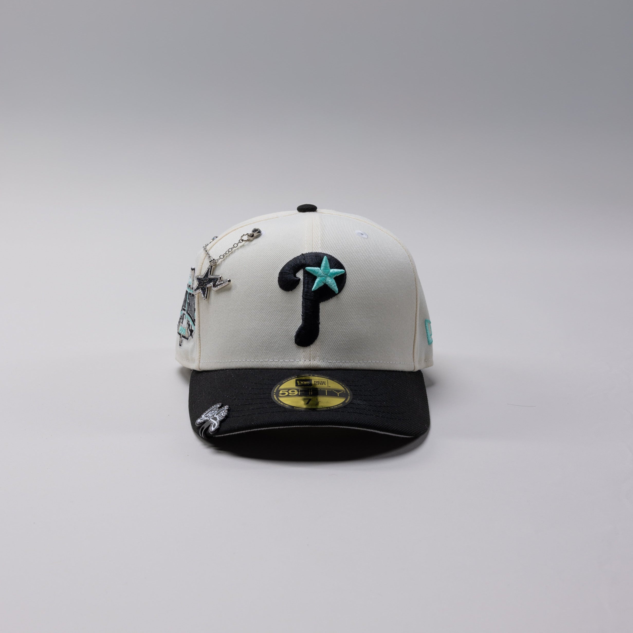 NEW ERA EXCLUSIVE 59FIFTY CHROME/ BLACK PHILADELPHIA PHILLIES W/ 1996 ALL STAR GAME SIDE PATCH