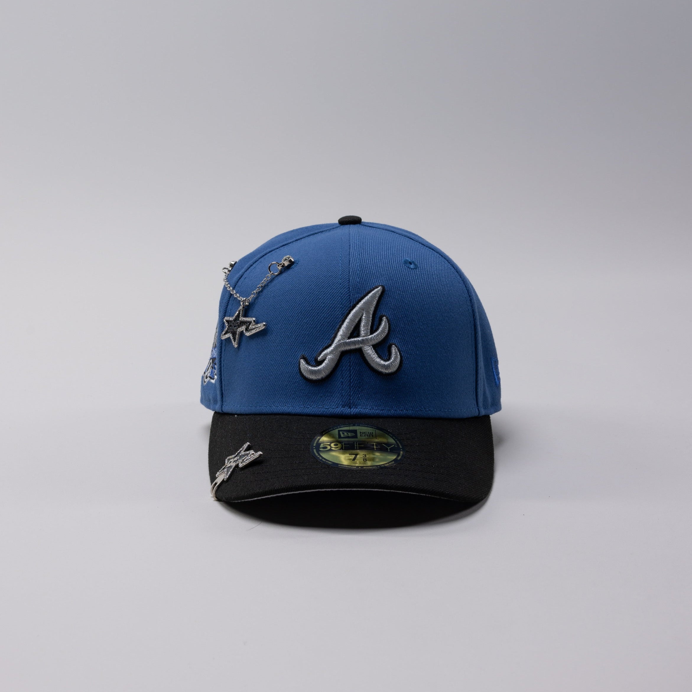 NEW ERA 59FIFTY SKY BLUE/ BLACK ATLANTA BRAVES W/ 40TH ANNIVERSARY SIDE PATCH