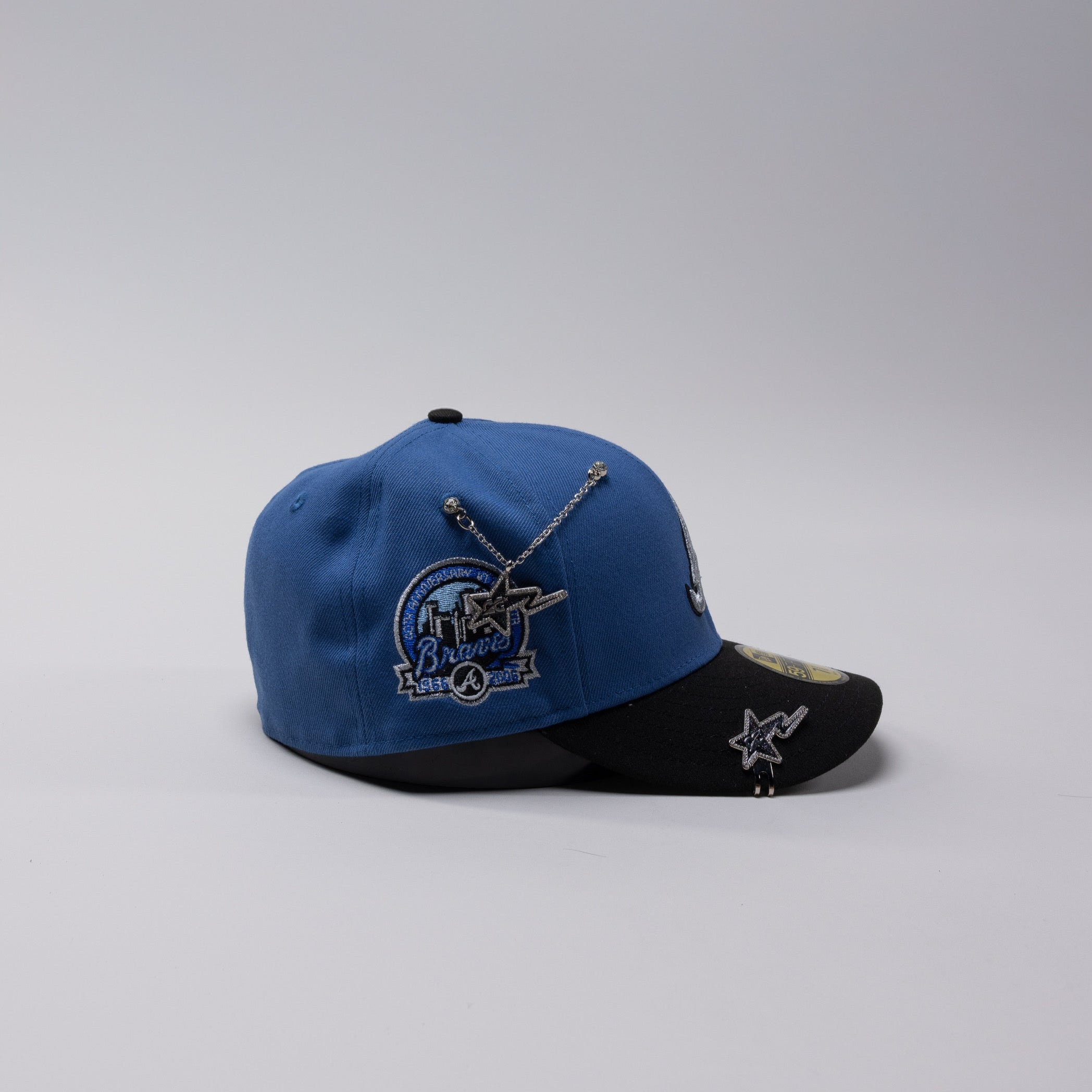 NEW ERA 59FIFTY SKY BLUE/ BLACK ATLANTA BRAVES W/ 40TH ANNIVERSARY SIDE PATCH