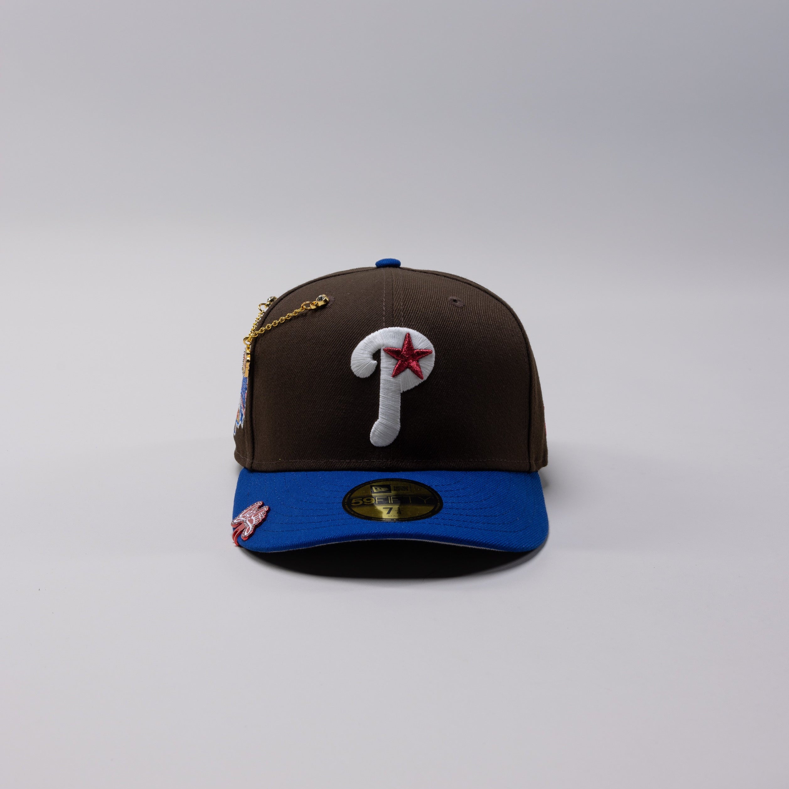 NEW ERA EXCLUSIVE 59FIFTY BROWN/BLUE PHILADELPHIA PHILLIES W/ 1996 ALL STAR GAME PATCH