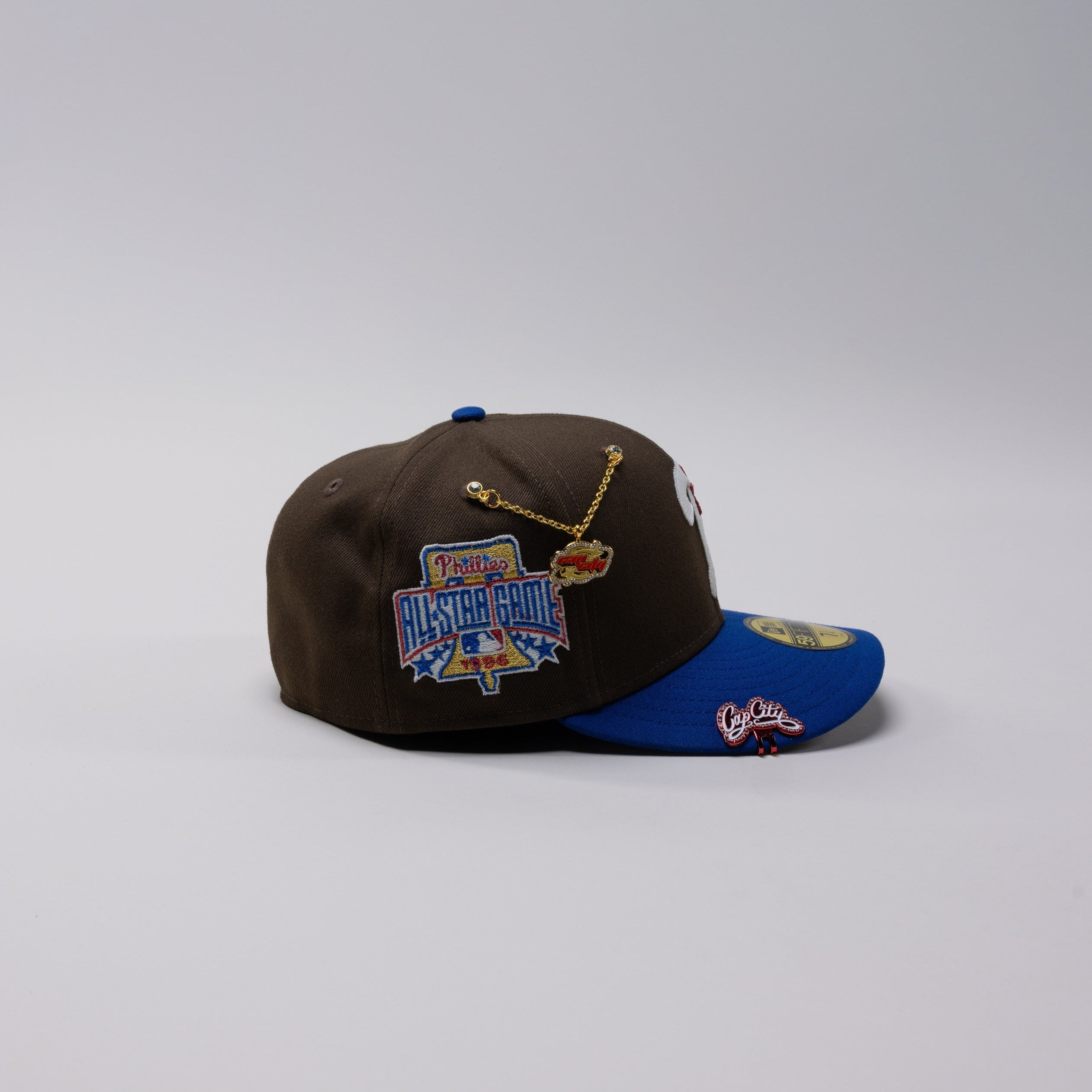 NEW ERA EXCLUSIVE 59FIFTY BROWN/BLUE PHILADELPHIA PHILLIES W/ 1996 ALL STAR GAME PATCH