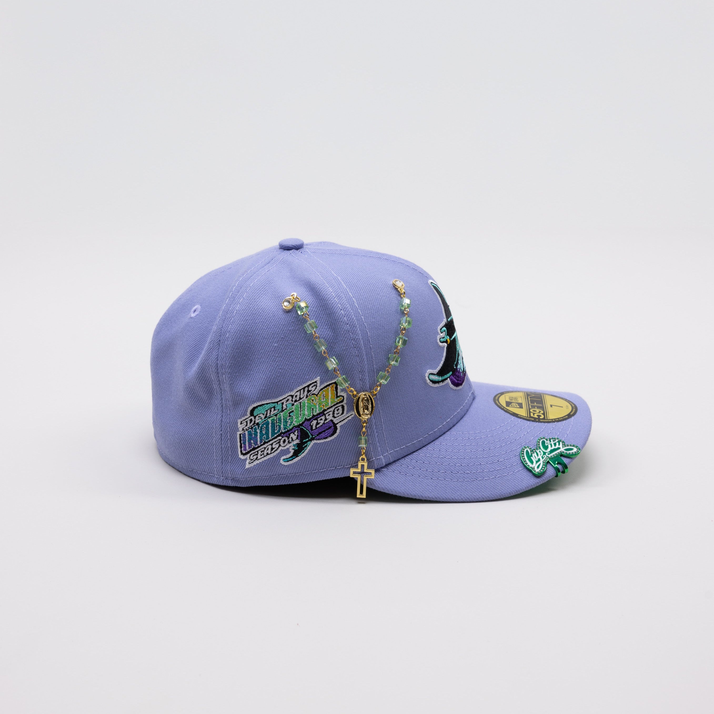 NEW ERA EXCLUSIVE 59FIFTY LAVENDER TAMPA BAY DEVILRAYS W/ 1998 INAUGURAL SEASON SIDE PATCH