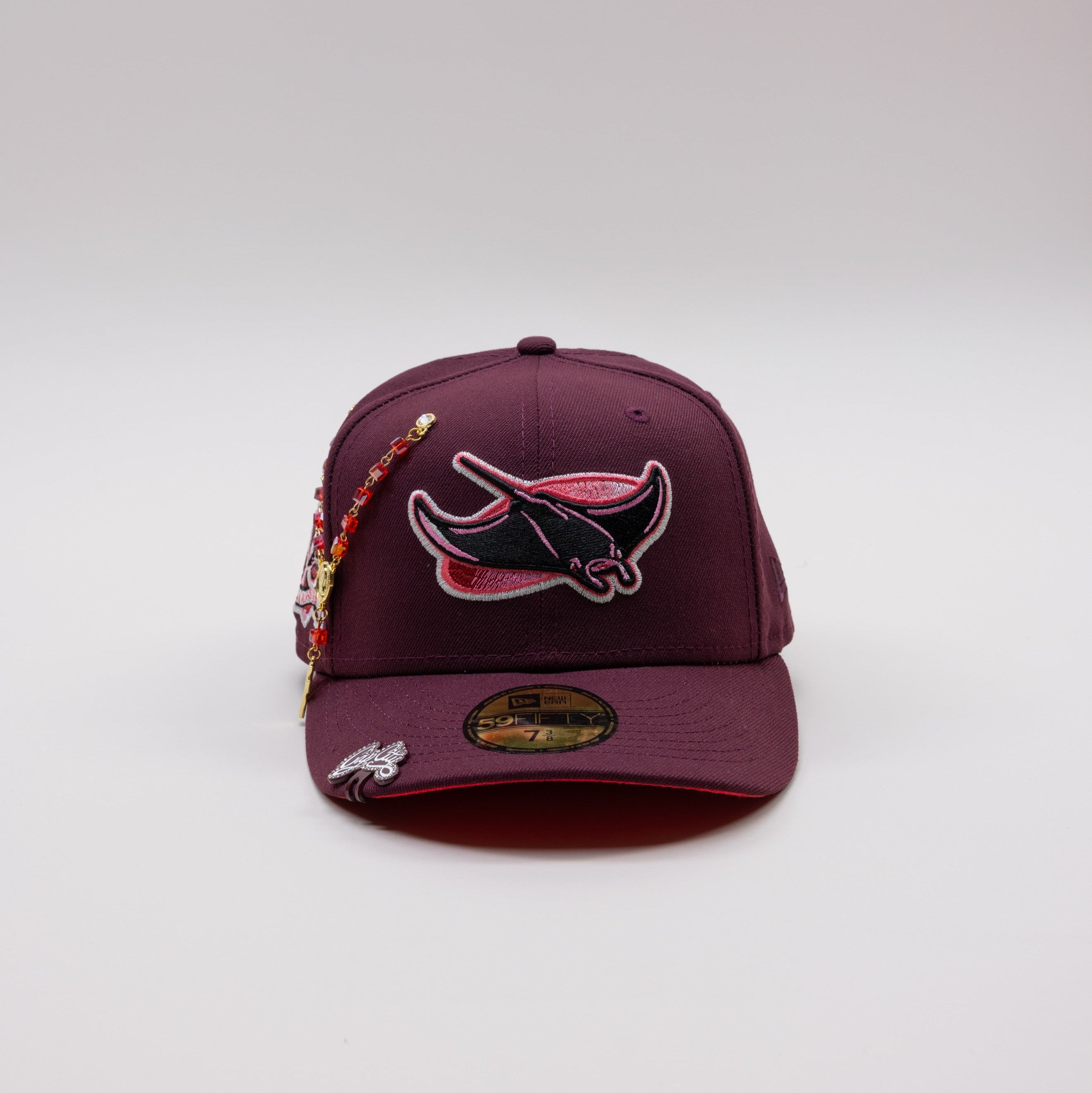 NEW ERA EXCLUSIVE 59FIFTY BURGUNDY TAMPA BAY DEVILRAYS W/ 10TH SEASON SIDE PATCH