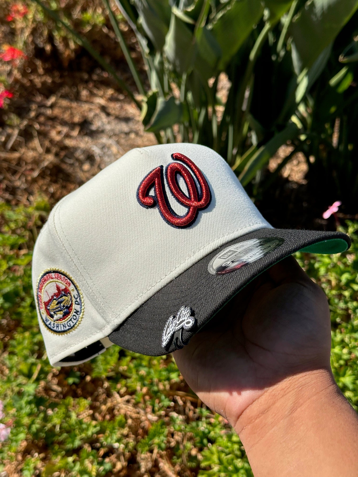 NEW ERA EXCLUSIVE 9FIFTY A-FRAME CHROME WHITE/BLACK WASHINGTON NATIONALS W/ 2008 INAUGURAL SEASON SIDE PATCH