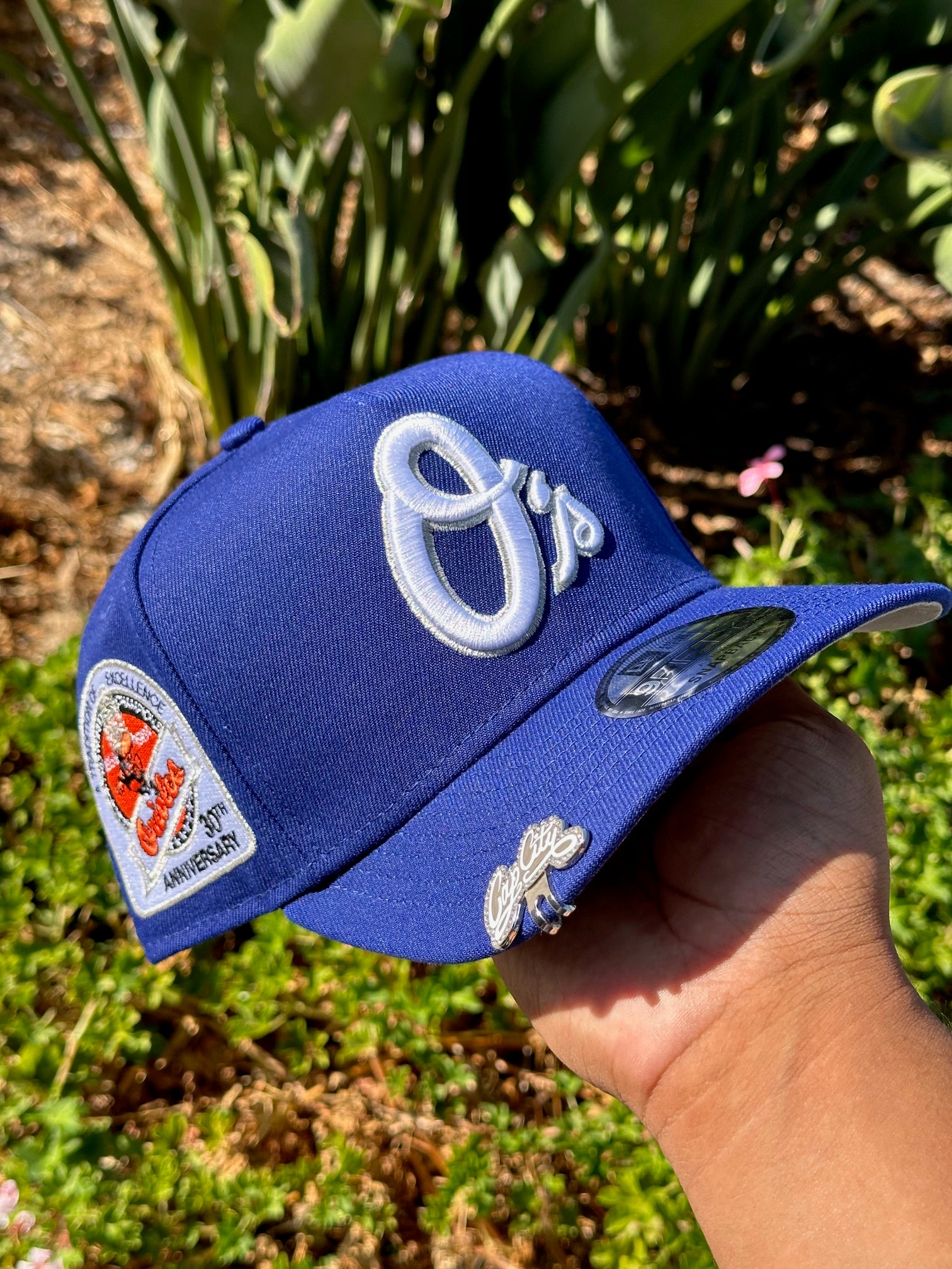 NEW ERA EXCLUSIVE 9FIFTY A-FRAME BLUE BALTIMORE ORIOLES W/ 30TH ANNIVERSARY SIDE PATCH