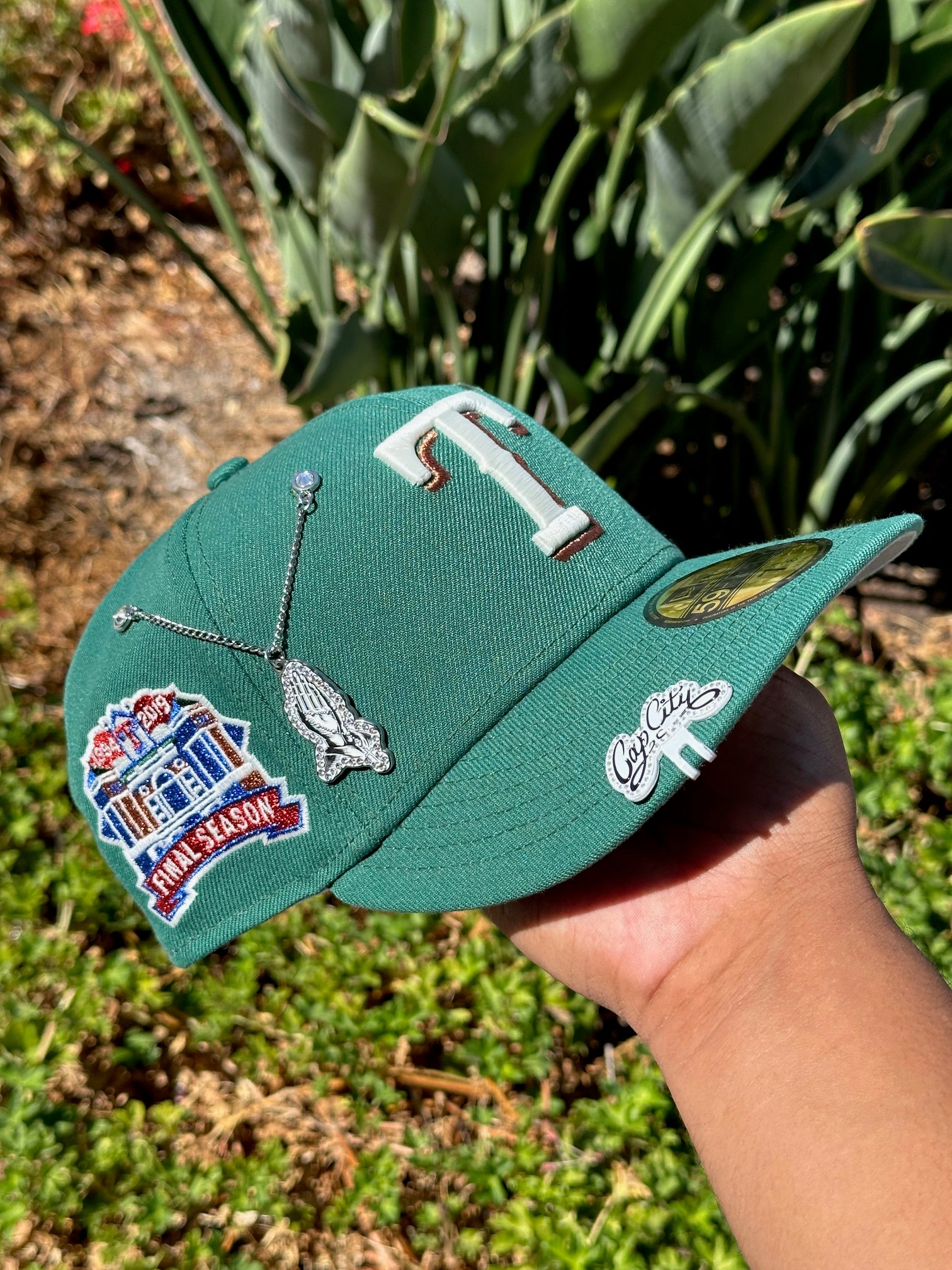 NEW ERA EXCLUSIVE 59FIFTY PINE GREEN TEXAS RANGERS W/ FINAL SEASON SIDE PATCH