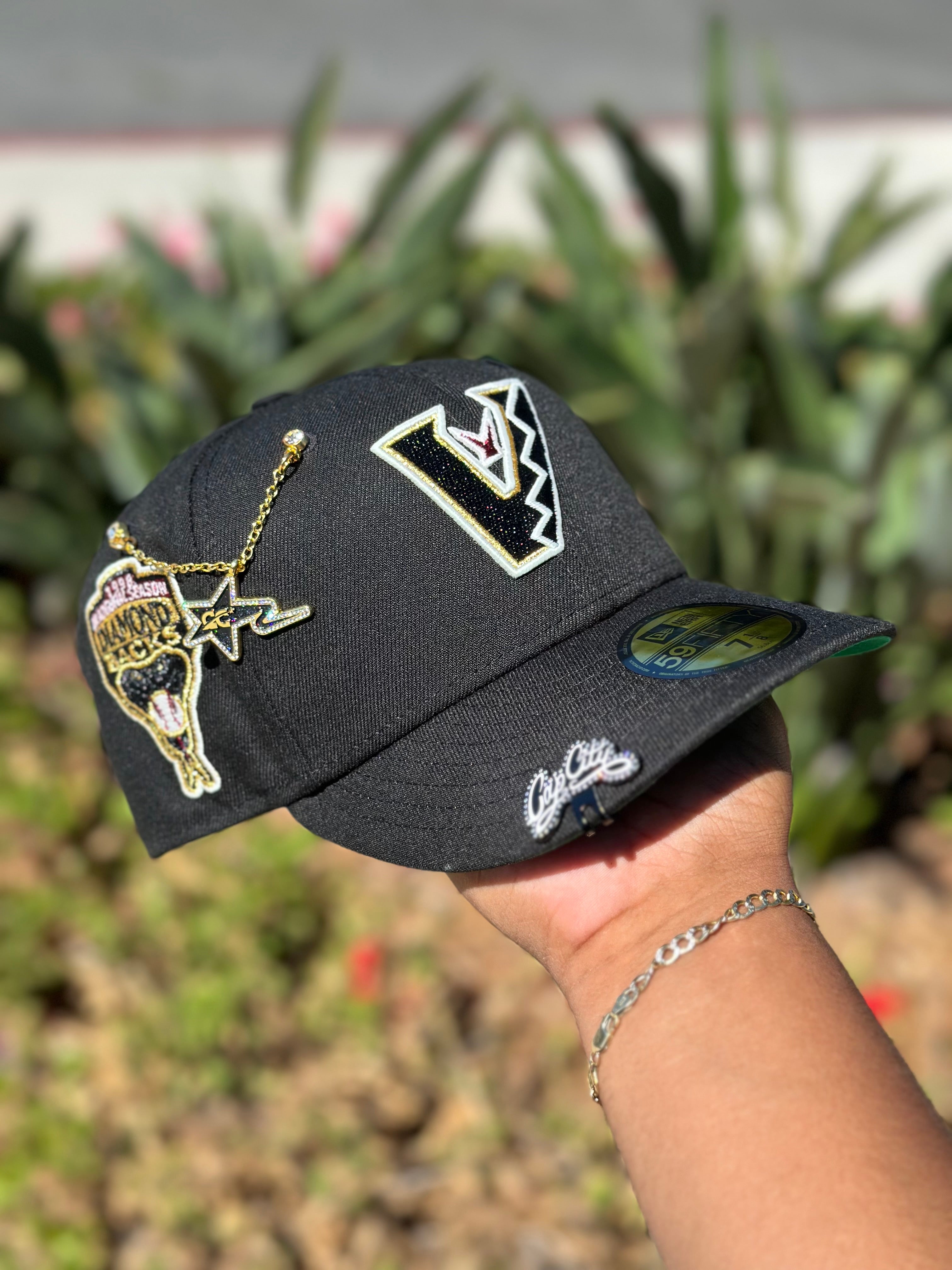 NEW ERA EXCLUSIVE 59FIFTY BLACK UPSIDE DOWN ARIZONA DIAMONDBACKS W/ 1998 INAUGURAL SEASON SIDE PATCH