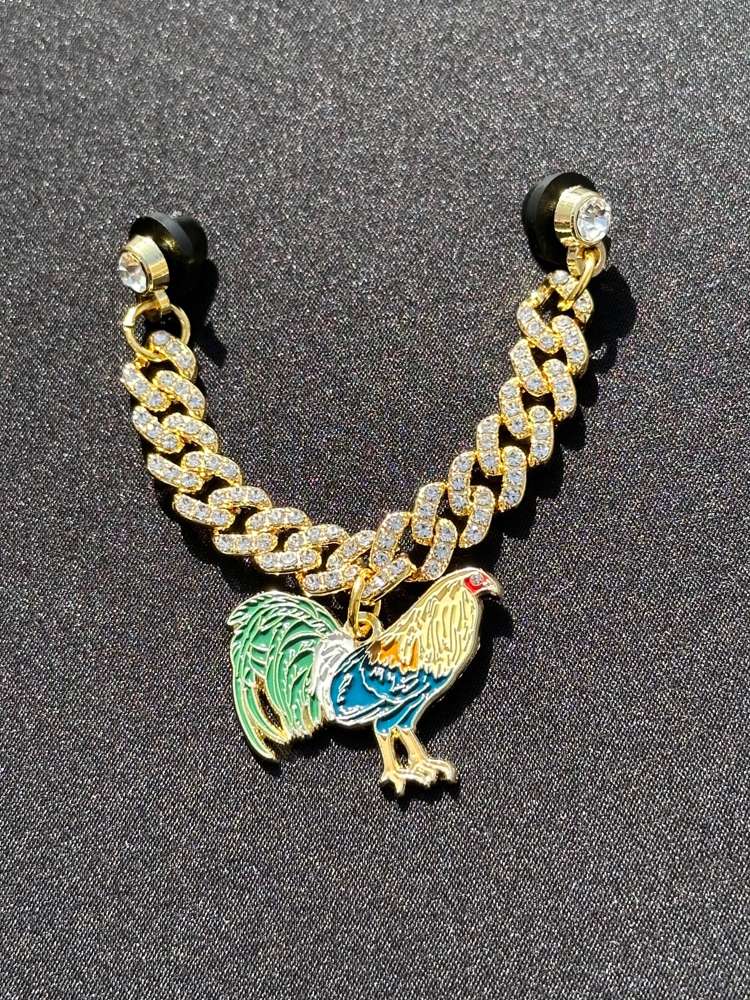 *NEW GOLD "EL GALLO" EXCLUSIVE ICED OUT CHAIN W/ RHINESTONES (VERY LIMITED)