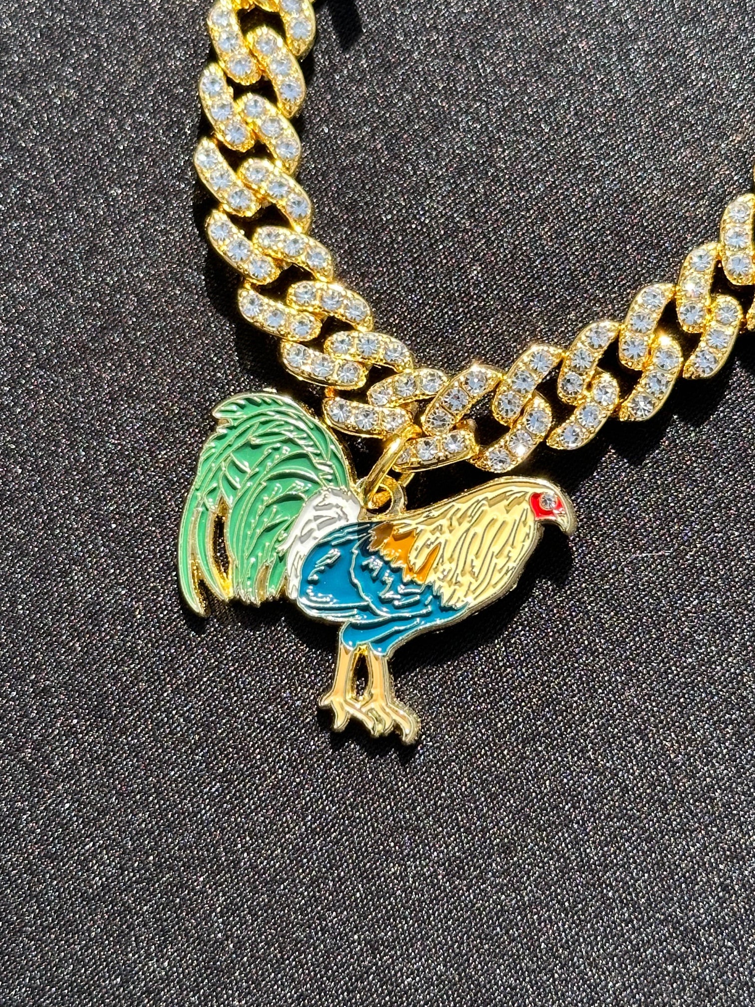 *NEW GOLD "EL GALLO" EXCLUSIVE ICED OUT CHAIN W/ RHINESTONES (VERY LIMITED)