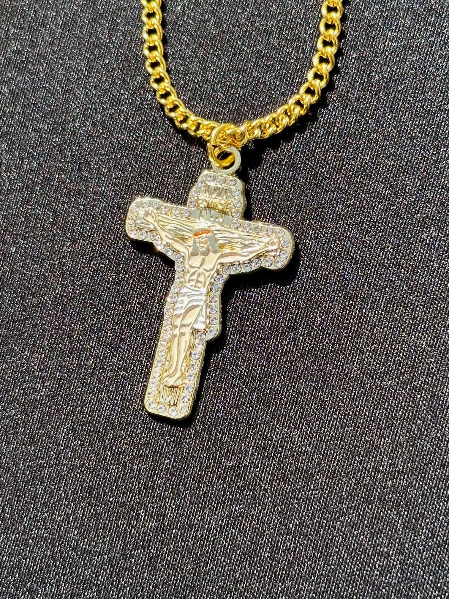 *NEW GOLD "JESUS CHRIST" EXCLUSIVE CHAIN W/ RHINESTONES (VERY LIMITED)