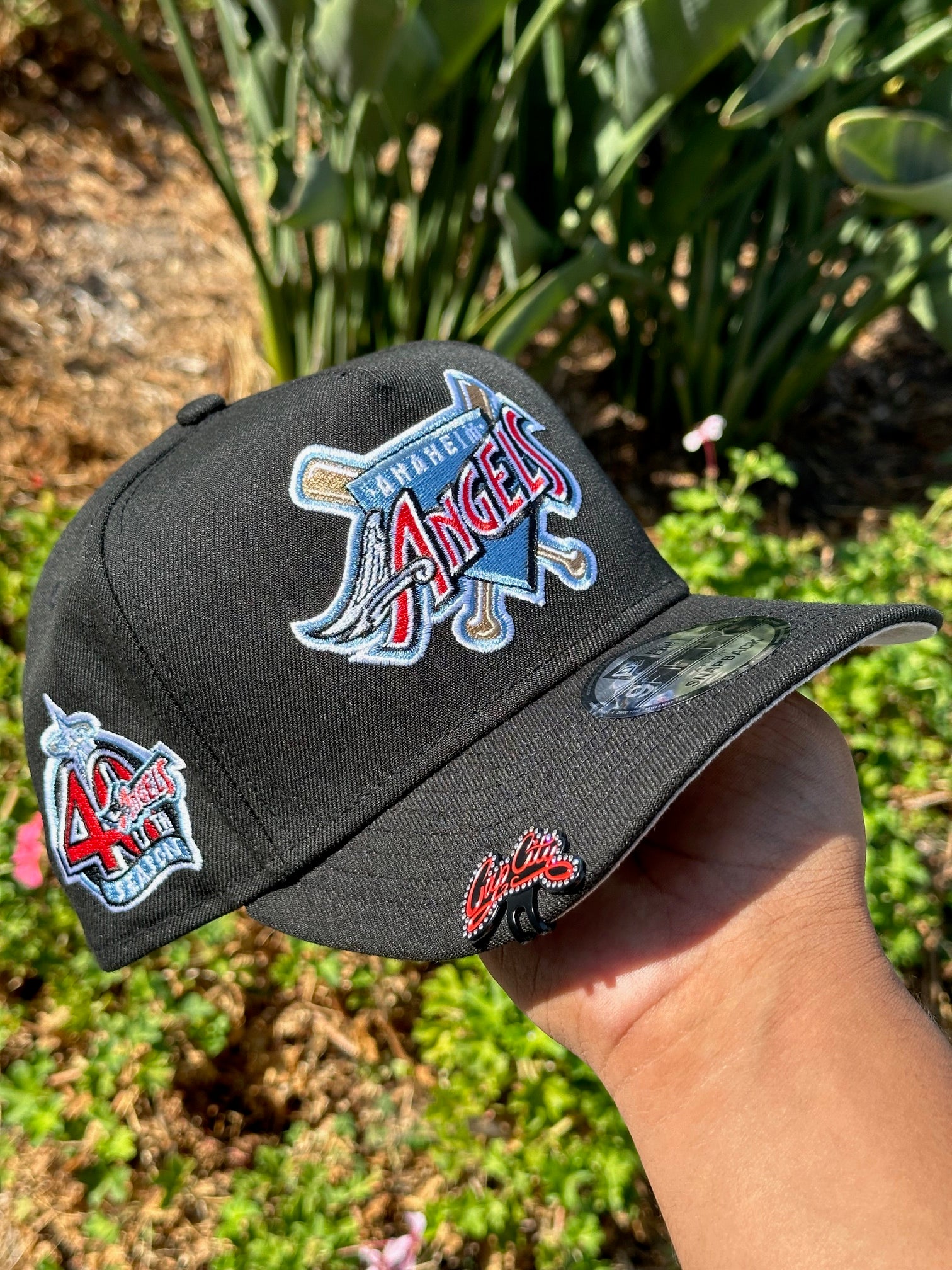 NEW ERA 9FIFTY A-FRAME BLACK ANAHEIM ANGELS SNAPBACK W/ 40TH ANNIVERSARY SIDE PATCH