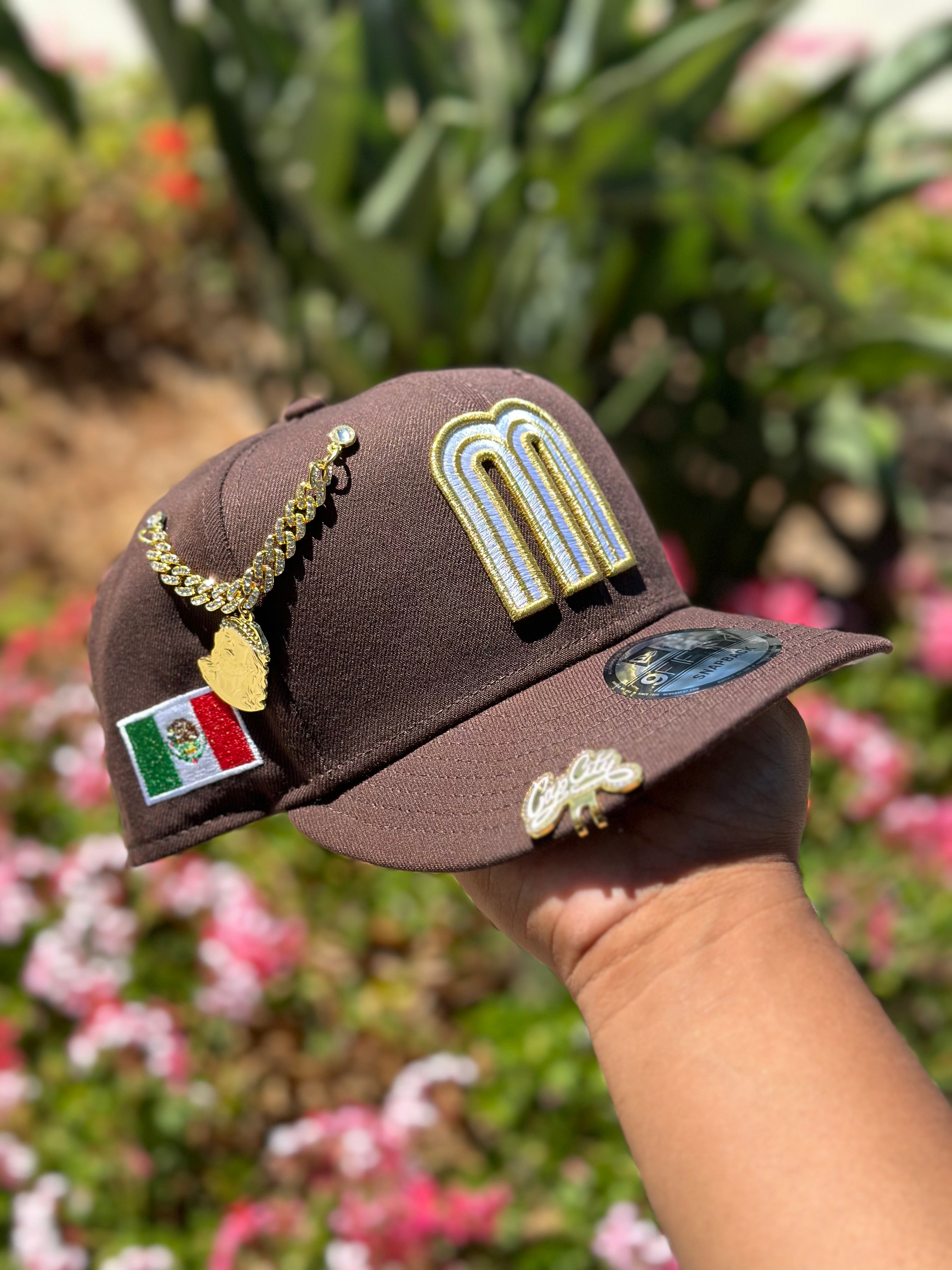 NEW ERA EXCLUSIVE 9FIFTY BROWN MEXICO SNAPBACK W/ MEXICO FLAG SIDE PATCH