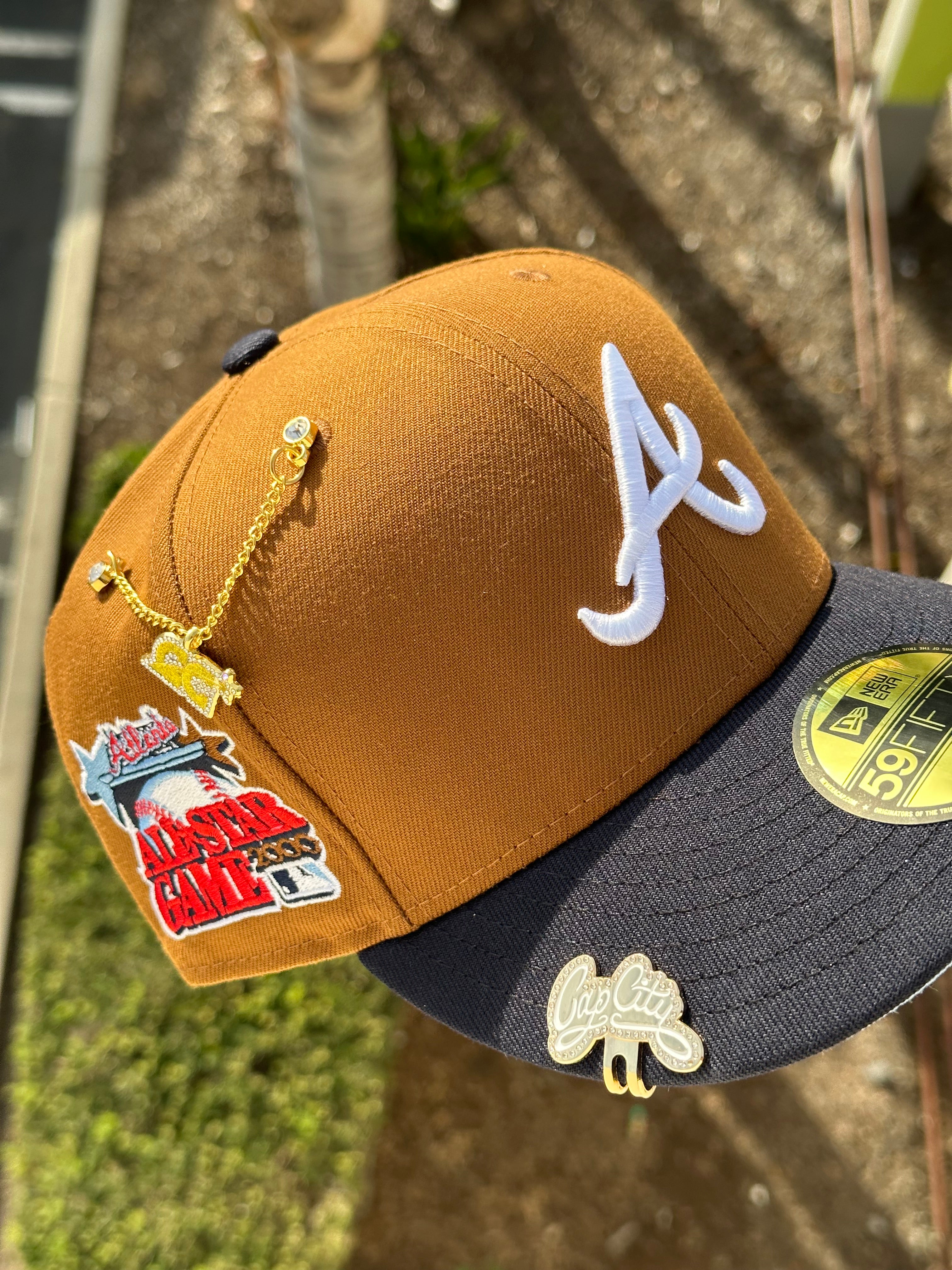 NEW ERA EXCLUSIVE 59FIFTY KHAKI/NAVY ATLANTA BRAVES W/ 2000 ALL STAR G