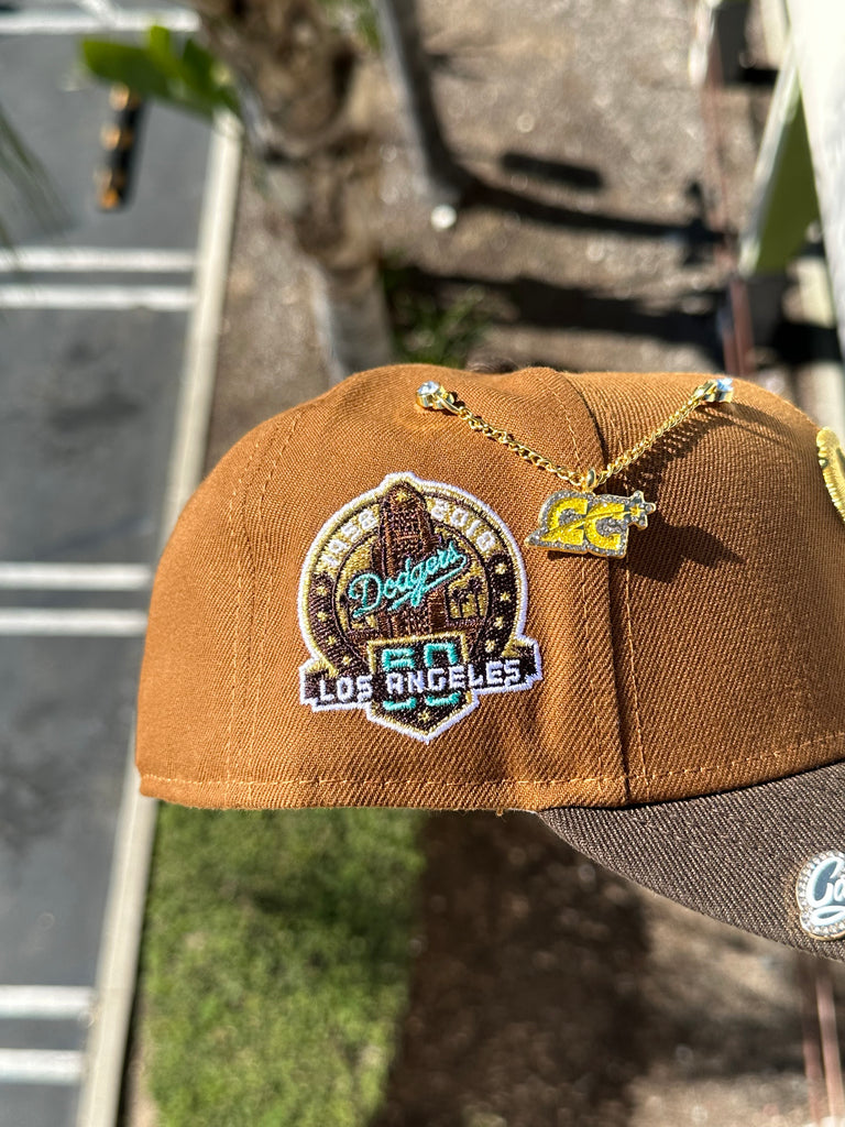 NEW ERA EXCLUSIVE 59FIFTY TAN/WALNUT LOS ANGELES DODGERS W/ 60TH ANNIV –  shopcapcity