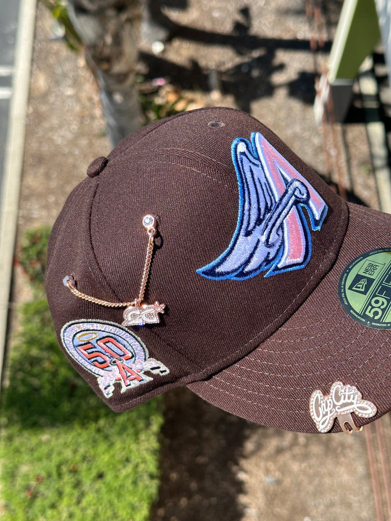 Anaheim Angels Walnut Brown 35th Anniversary Patch Pink UV 59FIFTY Fitted  Hat